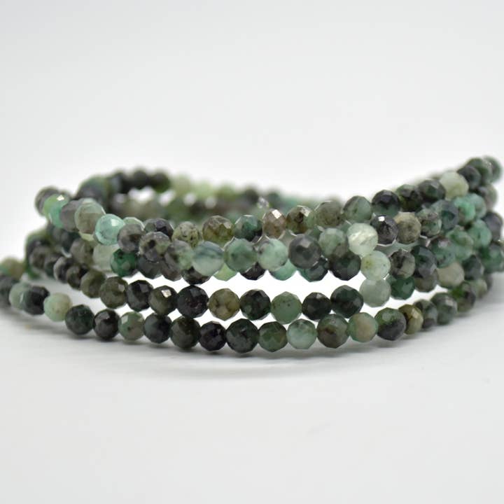 Natural Emerald Faceted Round Gemstone Bracelet 7.5 for wholesale by Oriental Direct Craft Supplies