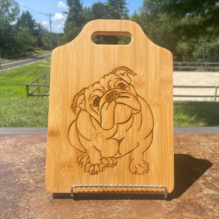 The Krafty Equestrian - Wholesale Cutting board - Bulldog Bamboo Cutting Board0