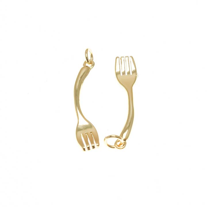 Jewel Pledge - Wholesale Individual Charm/Pendant - 18k Gold/Silver Cutlery Charms, Forks & Spoons, CPG/S1370-716