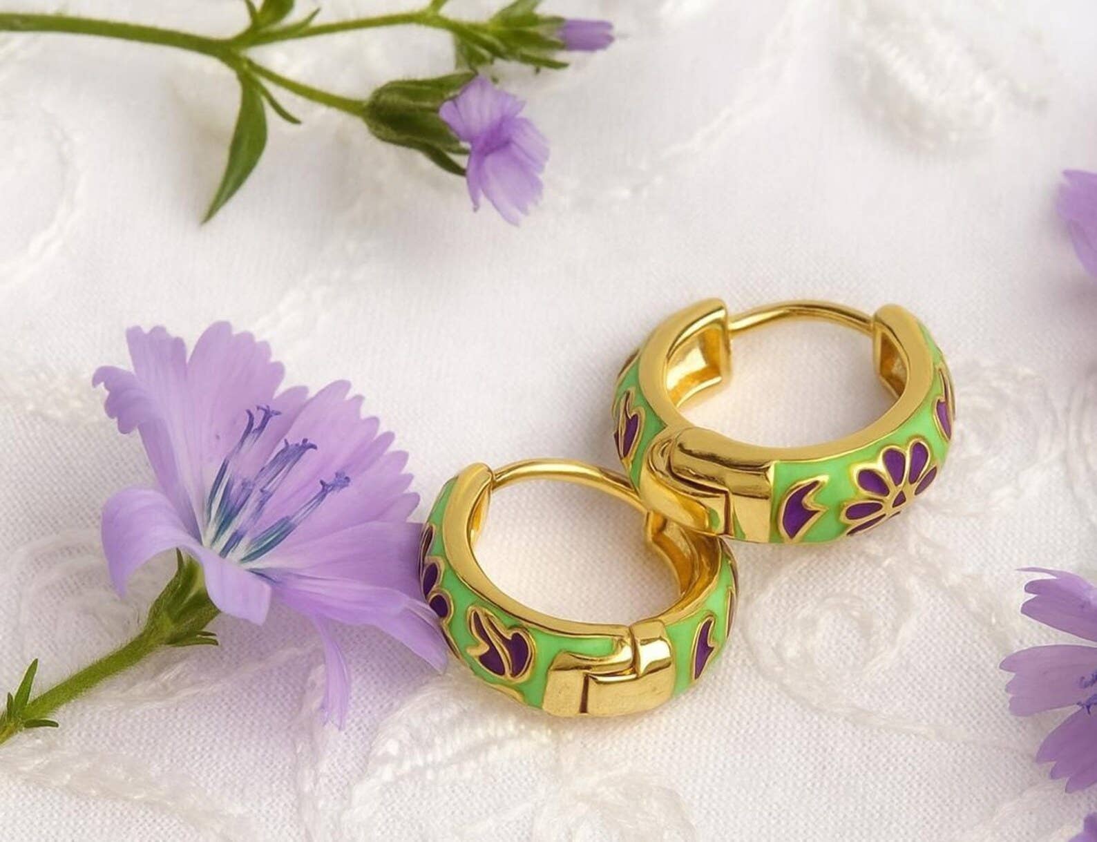 Wild & Free - Wholesale Hoop Earrings - Bohemian Floral Hoop Earrings – Steel and Enamel0