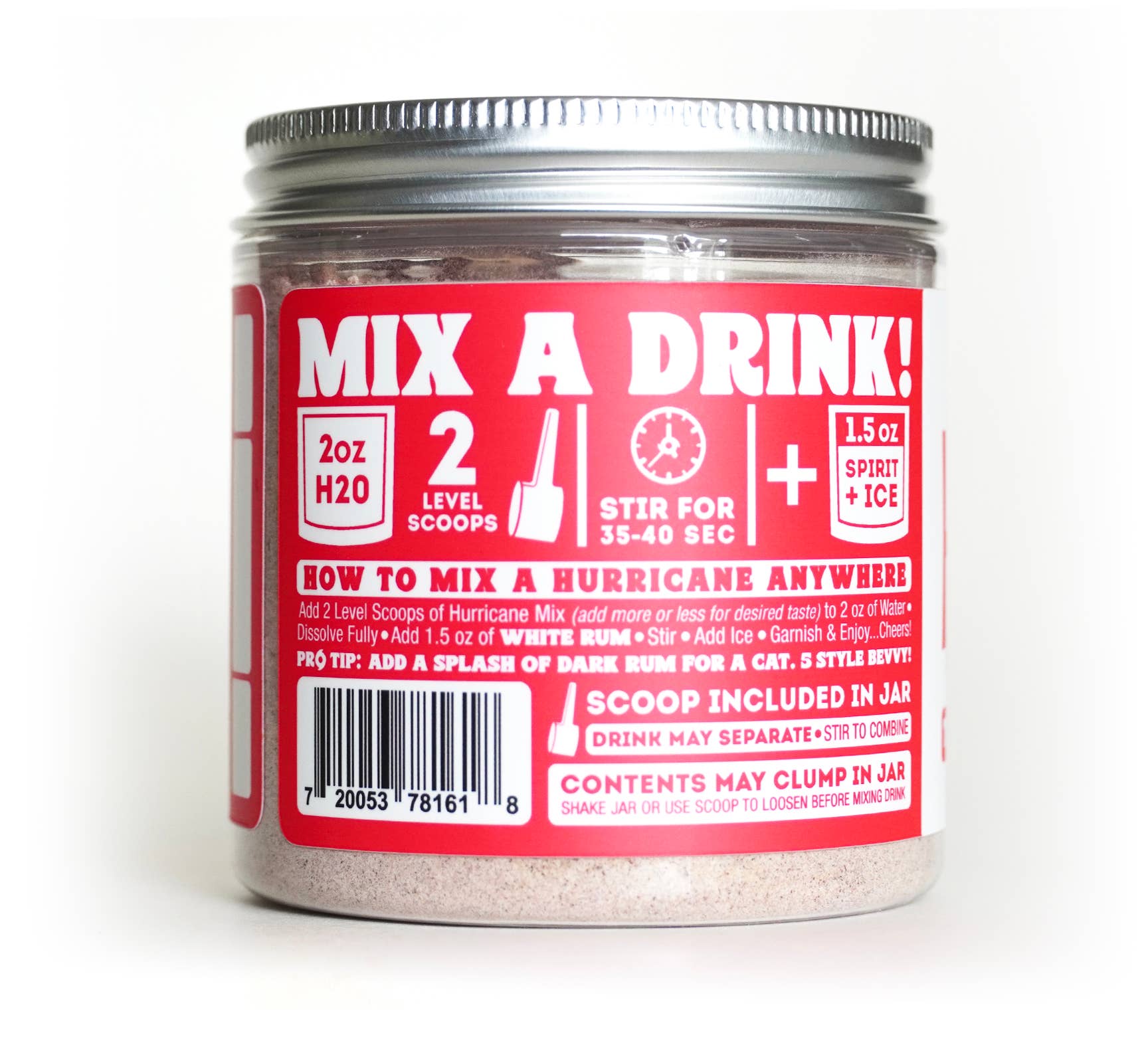 Leisuremann's Cocktail Mixes – wholesale Cocktail mix/syrup – Hurricane Cocktail Mixer Jar2