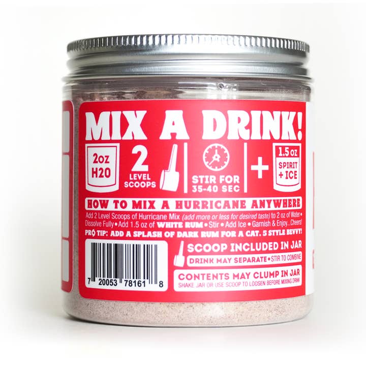 Leisuremann's Cocktail Mixes ā wholesale Cocktail mix/syrup ā Hurricane Cocktail Mixer Jar2