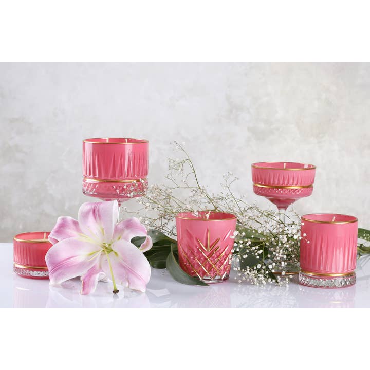 Candelabro in Cristallo Colorato Vintage, Bicchieri Votivi in Vetro, Gla per la vendita all'ingrosso da parte di Mory Design Store