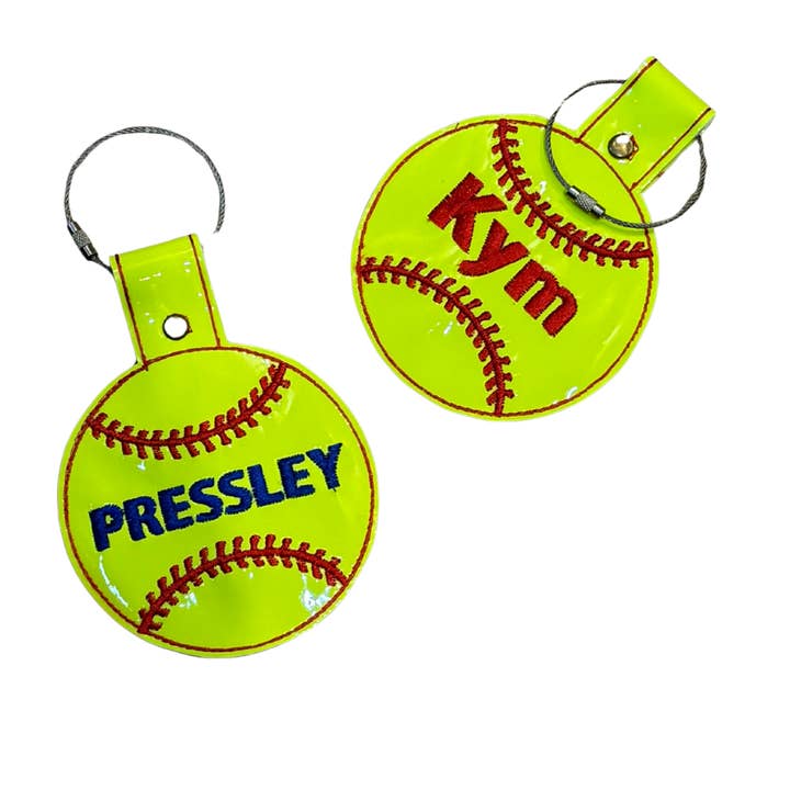 Softball - Custom Embroidered - Bag Tag for wholesale by AMD Embroidery KC