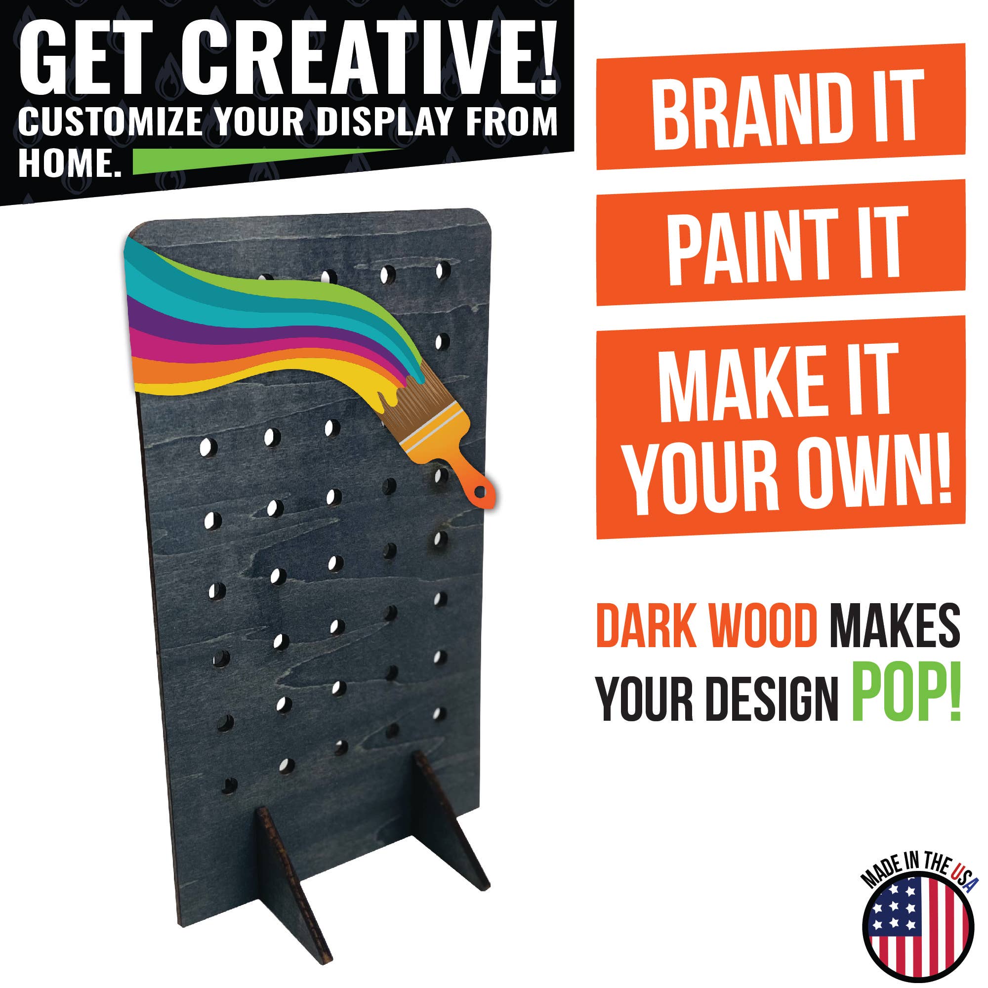 Torched Displays – wholesale Retailer display stand/case – Pegboard Display - Various Sizes and Colors9