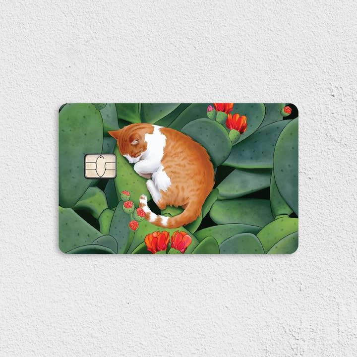 Prickly Cat Nap Credit Card Skin for wholesale by Cat Loaf Studio
