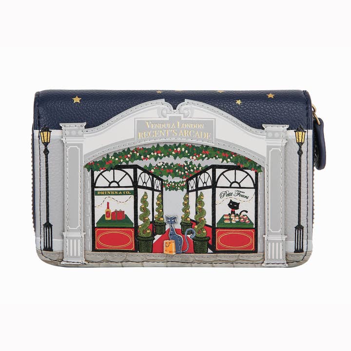 Medium Ziparound Wallet Regent's Arcade Motiv for engroshandel hos Vendula London Ltd