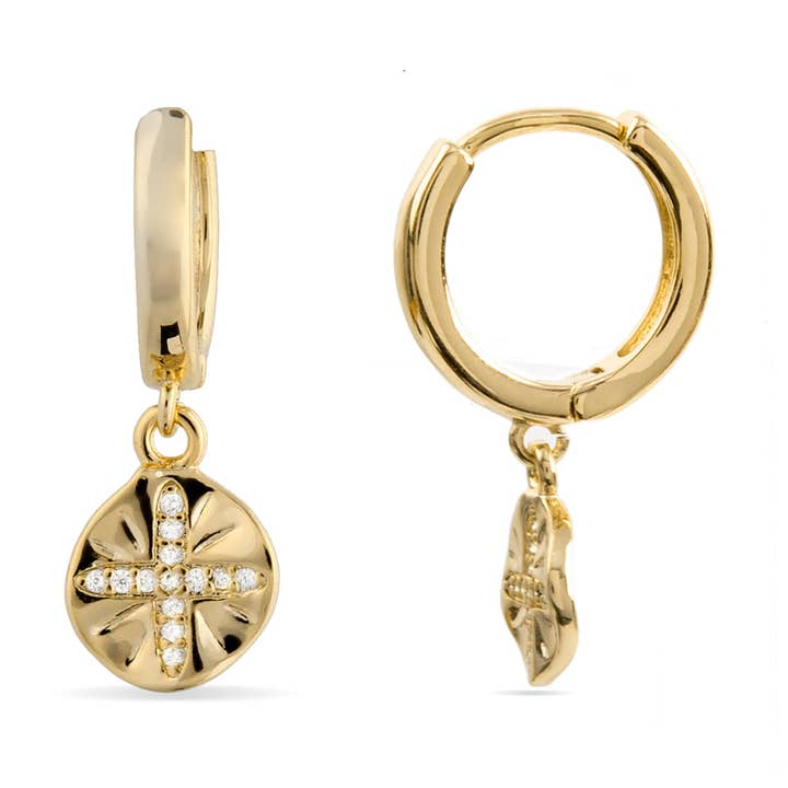 Pendientes de circonita brillante acabados en oro amarillo de 18k - Topro para venta al por mayor de Luxenter