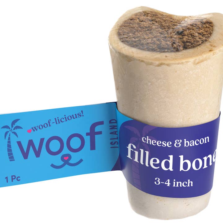 3-4" Bacon and Cheese Filled Bone for wholesale by Woof Island