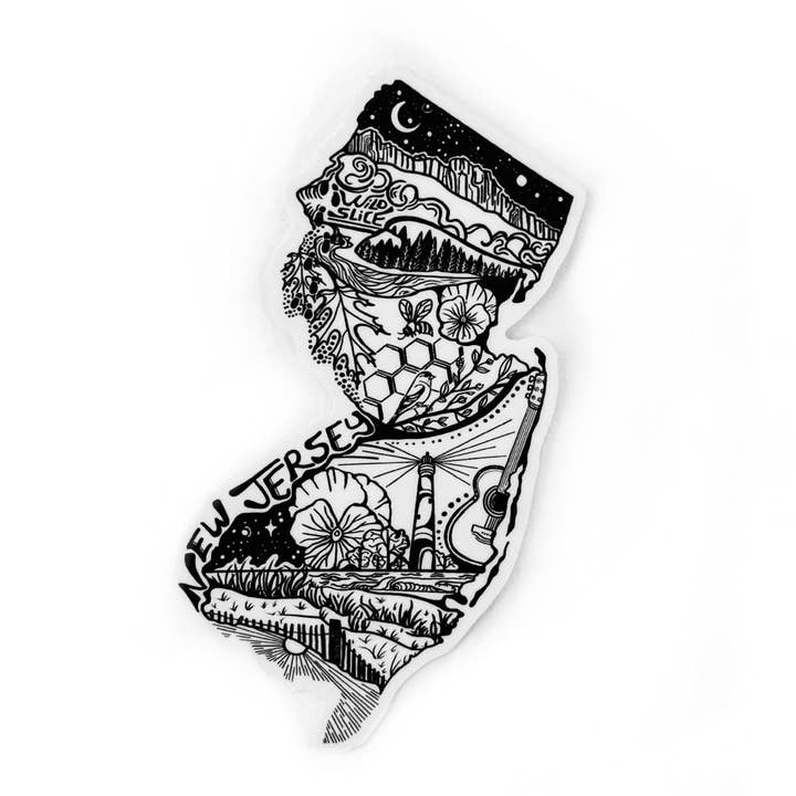 Autocollant 4 pouces de l'État du New Jersey pour la vente par Wild Slice Designs