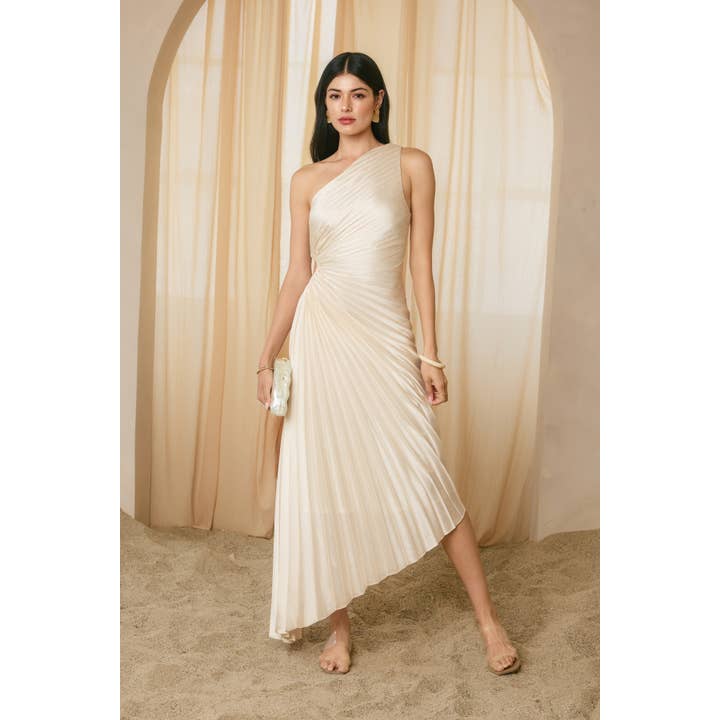 Dress Forum - Wholesale Dress - Women's - Olympia Asymmetrical Pleated Maxi Dress36