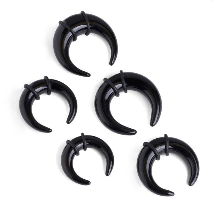 Custom Plugs - Venta al por mayor Juegos de joyas - Kit de pinzas hipoalergénicas de vidrio negro para estirar el tabique2