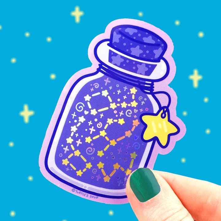 Vinylaufkleber „Bottle of Stars Astronomy Space“ (holographisch) für den Großhandel von Turtle's Soup