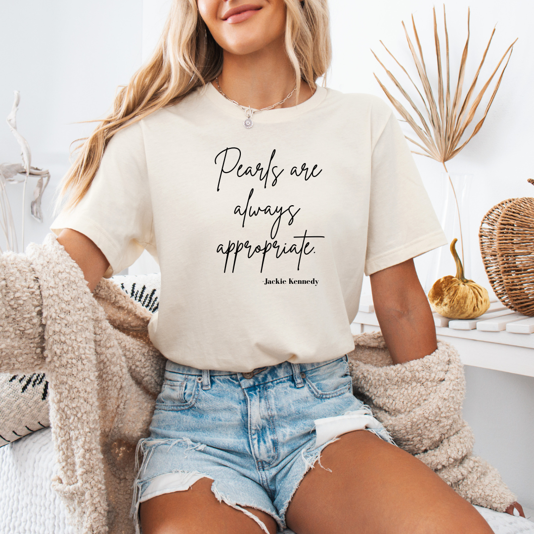 Funk Town Tees - Wholesale Screen Printed T-Shirt - Women's - Pearls are Always Appropriate Graphic Tee 0