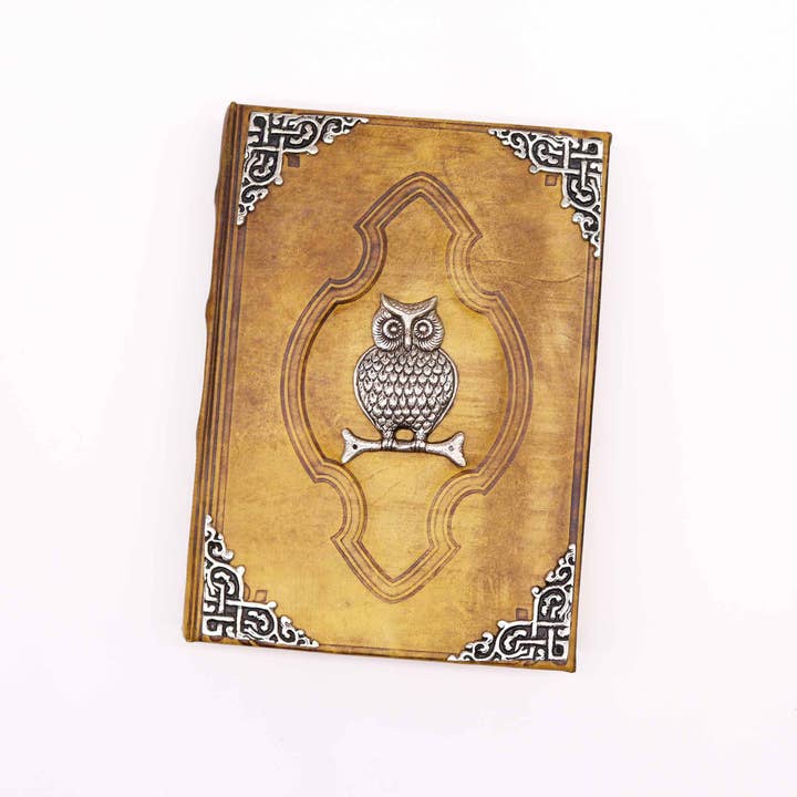 Ancient Wisdom - Wholesale Notebook - Hefty Coffee Tan Book - Zinc Owl Decor (26x18cm)