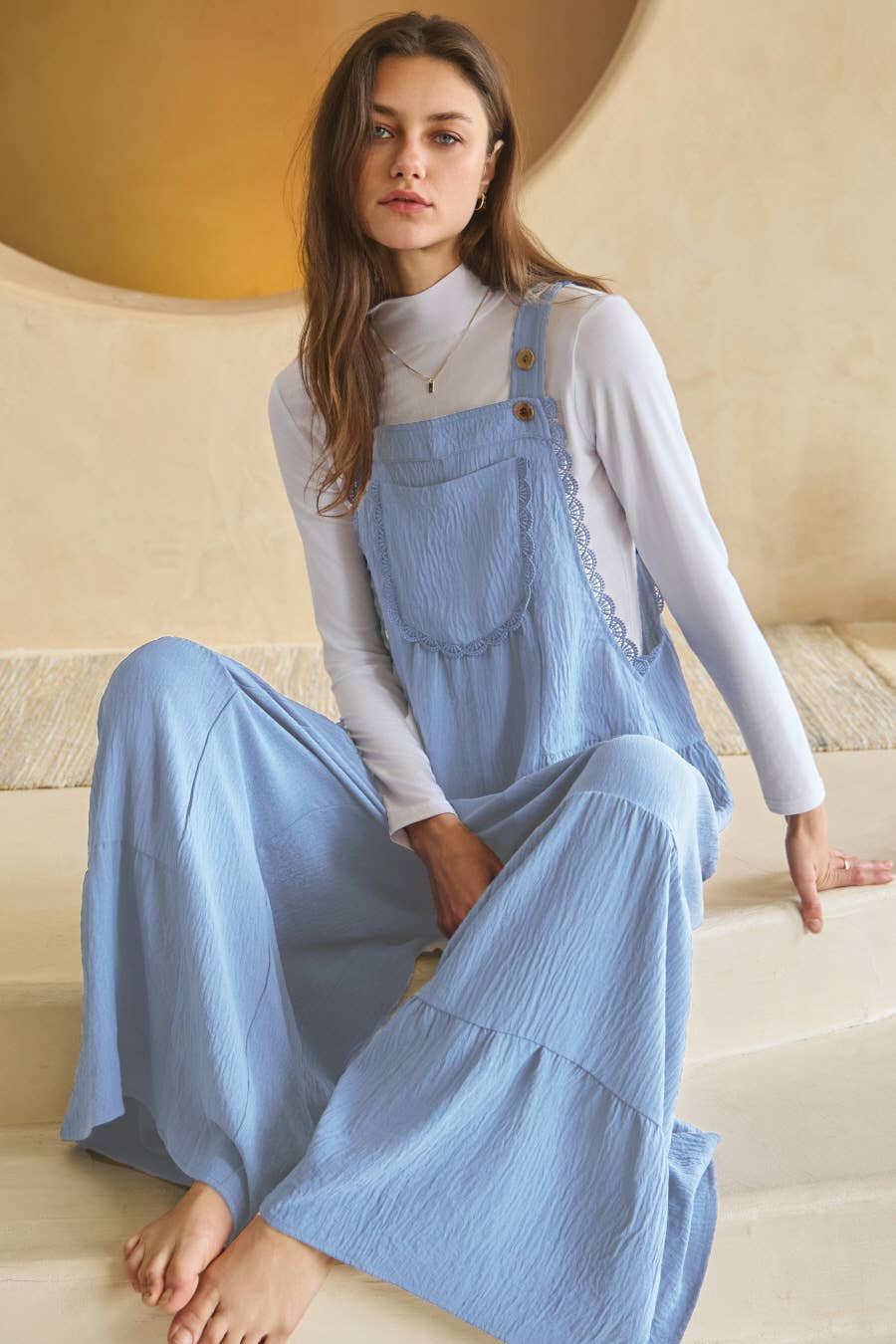 Oddi - Wholesale Jumpsuit - Women's - Solid Airflow Tired Wide Leg Overall Jumpsuit2