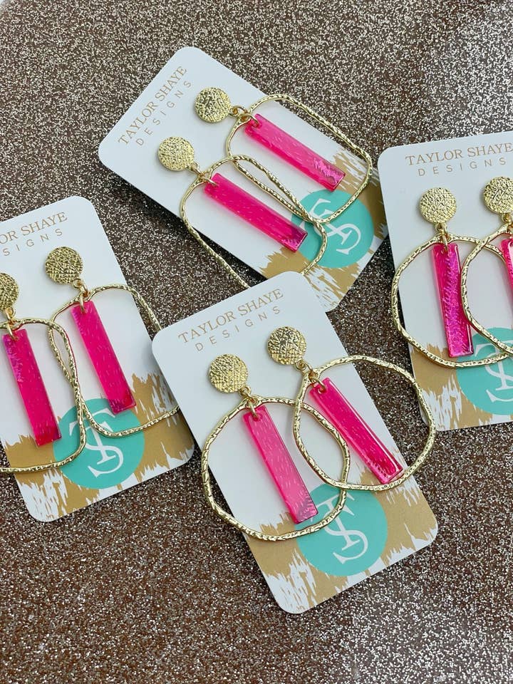 Hot Pink Stick hoepels voor wholesale door Taylor Shaye Designs