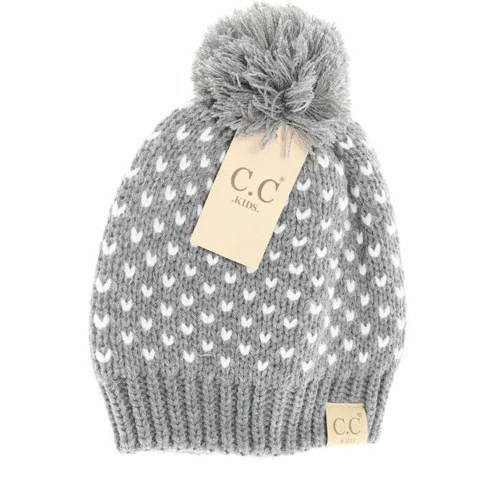 C.C Beanie - Wholesale Beanie - Kids - KIDS Heart Knit Pom Beanie KIDS20883