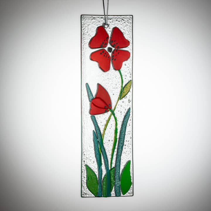 Placa decorativa colgante con flores, color rojo para venta al por mayor de Sienna Glass