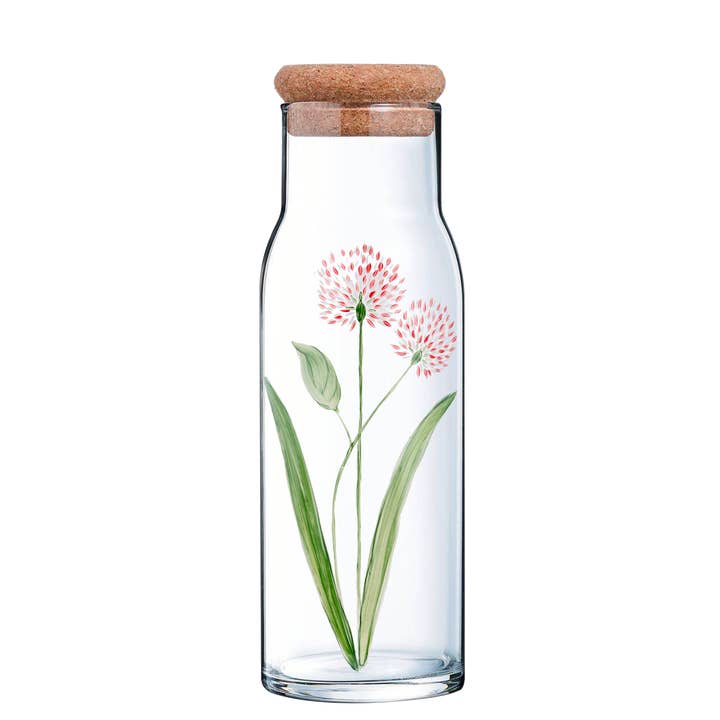 1L Hand Painted Glass Decanter - Red Cornflower for wholesale by By Tiline