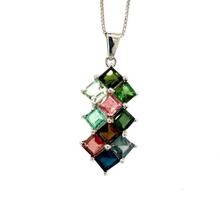 Multi Tourmaline Pendant in .925 Sterling Silver - KSP 33360 for wholesale by Kotawala Jewels