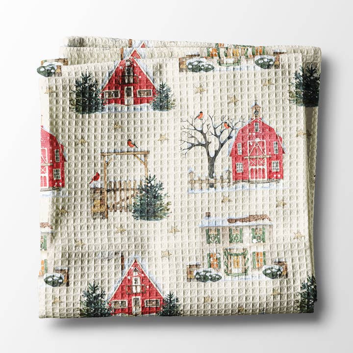 Christmas Tree Kitchen Tea Towel Waffle Holiday Farmhouse for wholesale by Canary Road