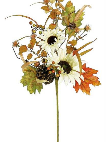 Mix. Pumpkin & Sunflower Spray, 33", Cream for wholesale by Select Artificials, Inc.