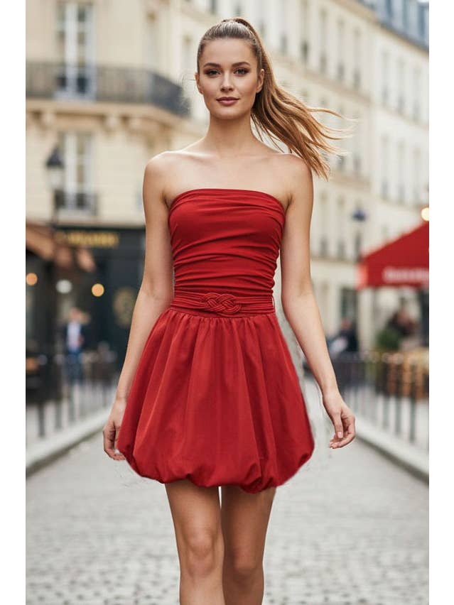 VAVA by Joy Han - Wholesale Dress - Women's - TUBE BUBBLE DRESS W/TWISTED ROPE BELT12