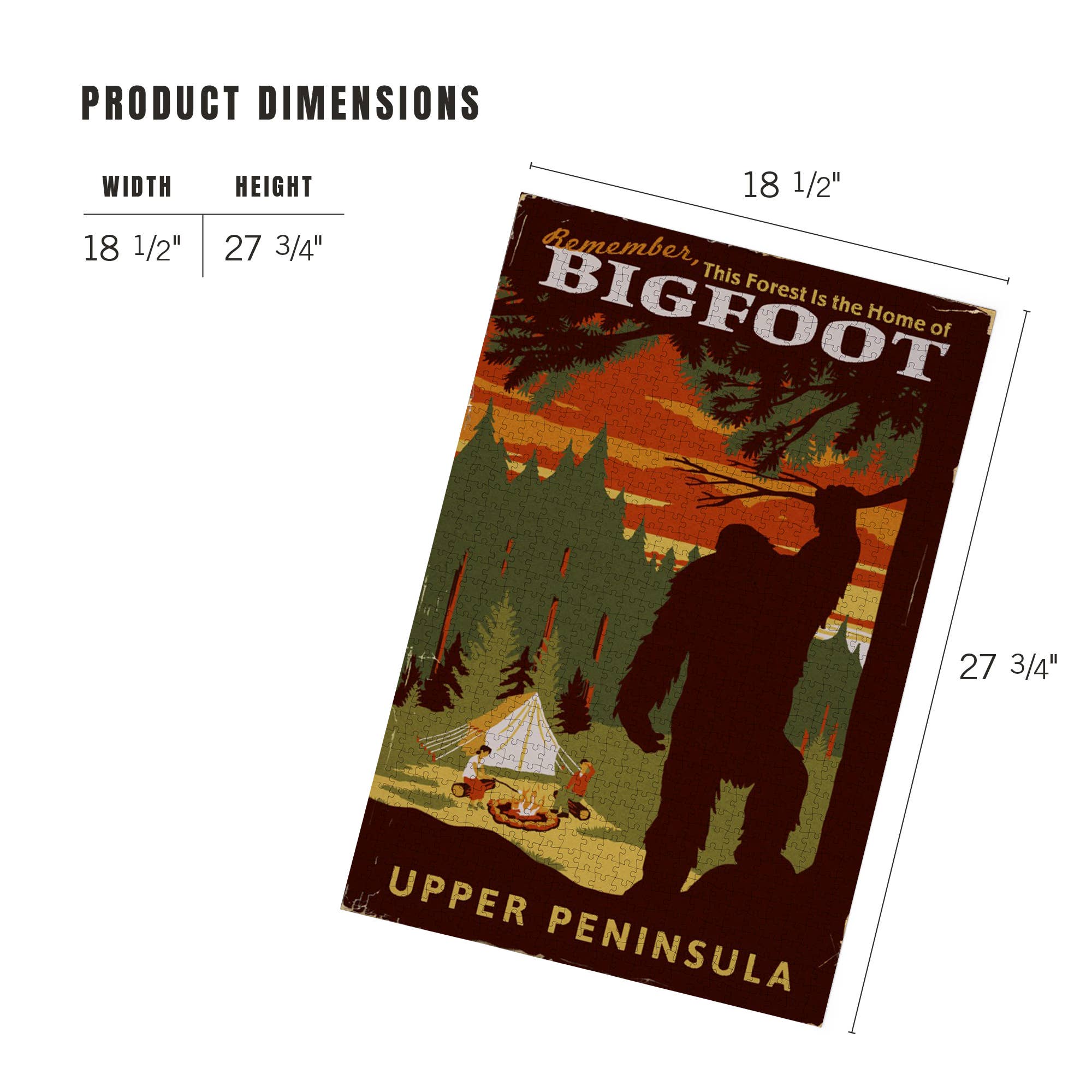 Lantern Press - Wholesale Puzzle - Adult - 1000 PIECE PUZZLE Upper Peninsula, Michigan Bigfoot4