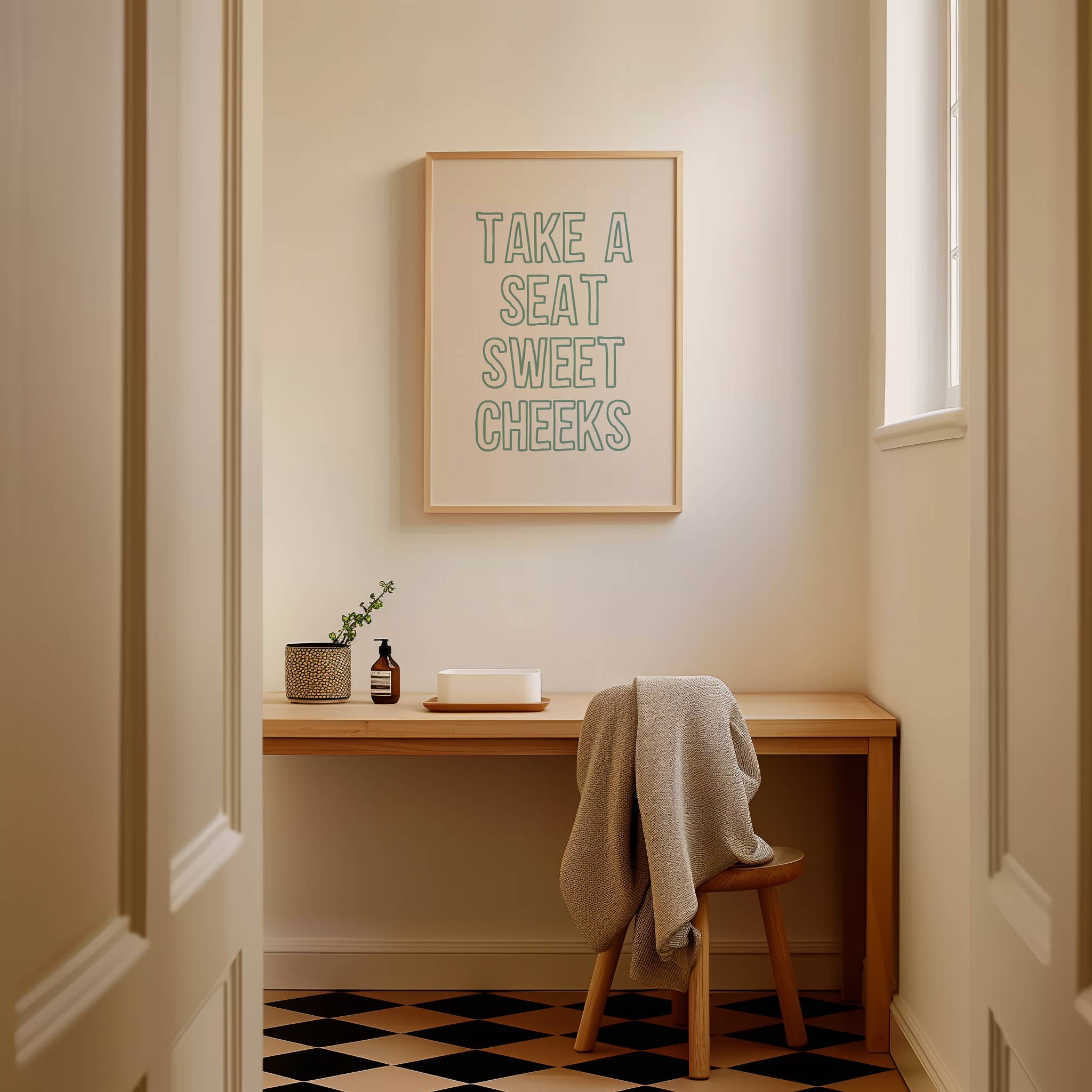 KIKIANDNIM - Wholesale Bathroom Sign - Take A Seat Sweet Cheeks | Funny Bathroom Wall Art Print3