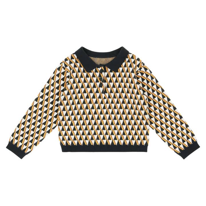 Gebreid overhemd met driehoekig patroon en kraag voor wholesale door ToTo Heros