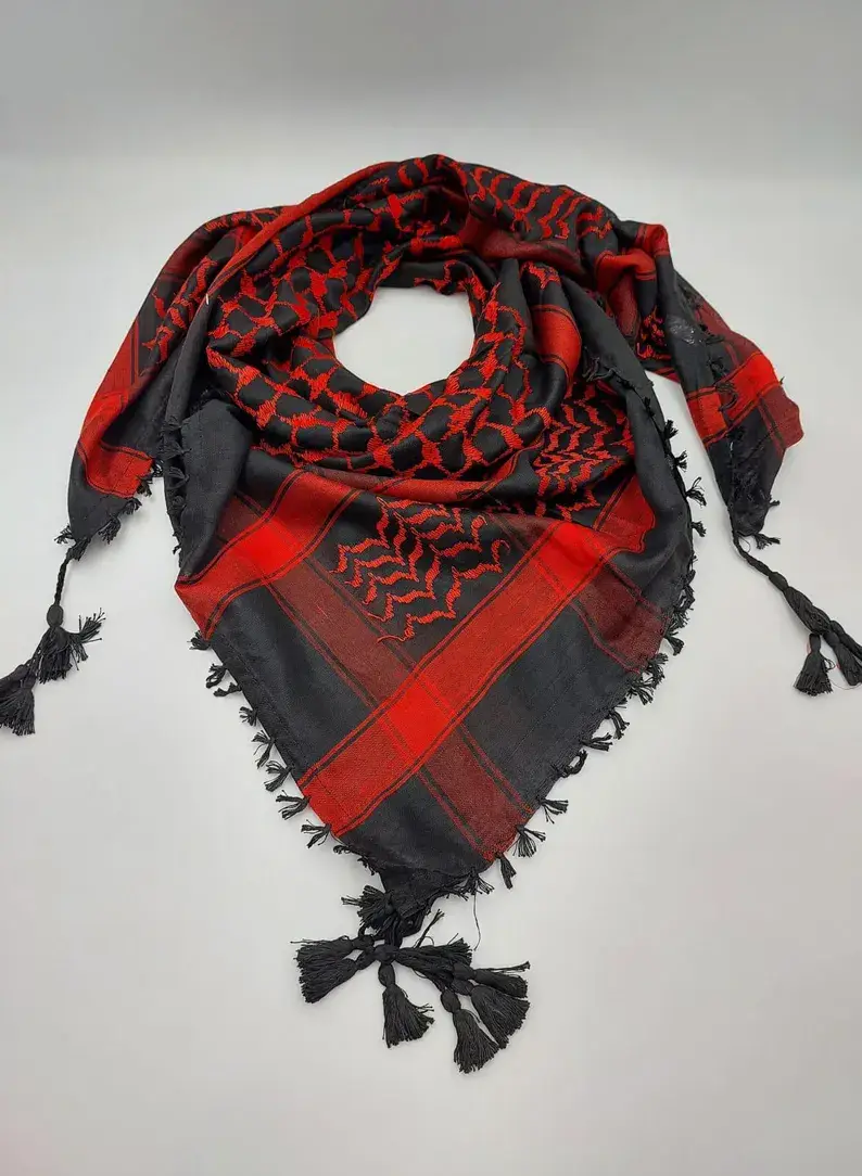 Hecho a mano - Wholesale Scarf - Unisex - Colorful Palestinian keffiyeh with a black background2