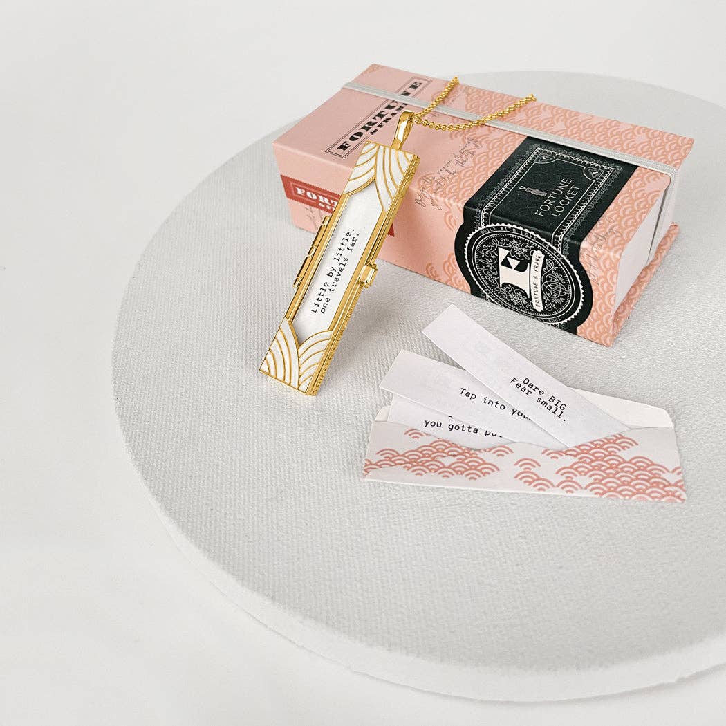 Fortune & Frame - Wholesale Locket Necklace - Deco Fortune Locket (Pearl) - Gold