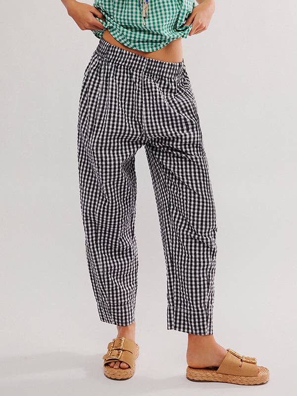 Loose Plaid Pockets Split-Joint Pants Trousers for wholesale by StyleGalX