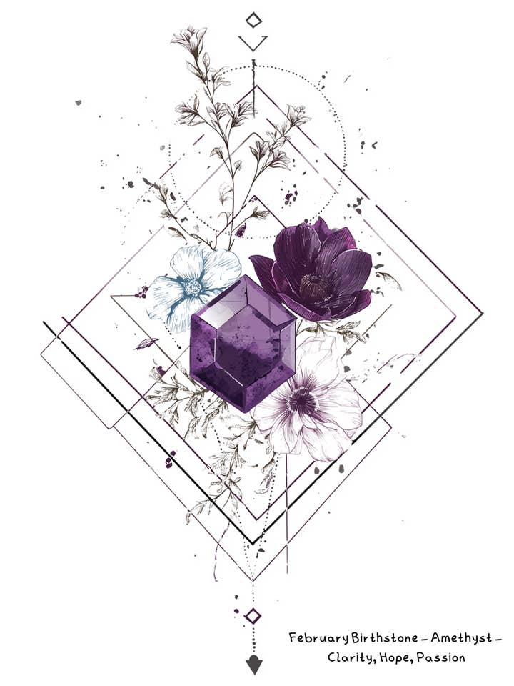 February Amethyst Birthstone Birthday Card for wholesale by House of Osiris