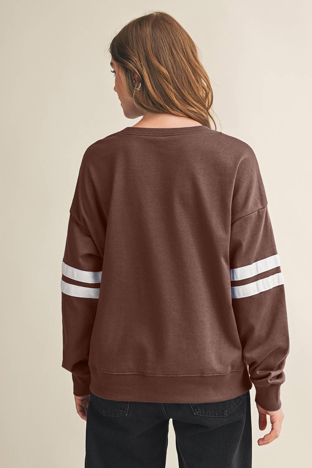 Aapparella - Wholesale Shirt - Women's - Striped Detail Drop Shoulder Oversized Sweatshirt | S-XL8
