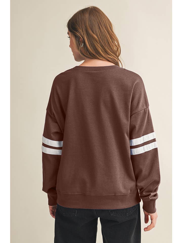 Aapparella - Wholesale Shirt - Women's - Striped Detail Drop Shoulder Oversized Sweatshirt | S-XL8