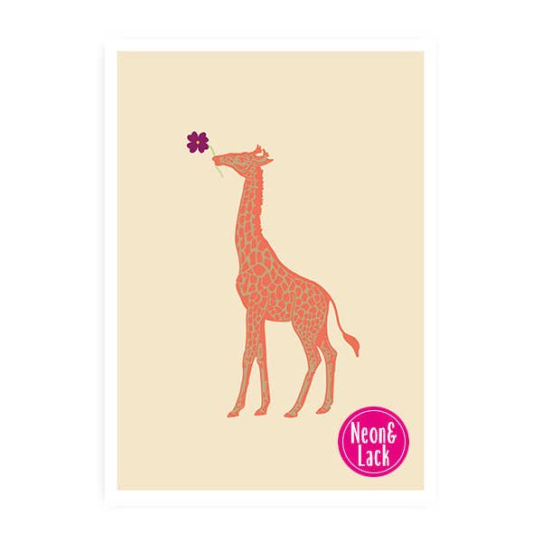 Giraffe Clover | Neon Postcard | Luck for wholesale by Hey!Cards GmbH & Co. KG