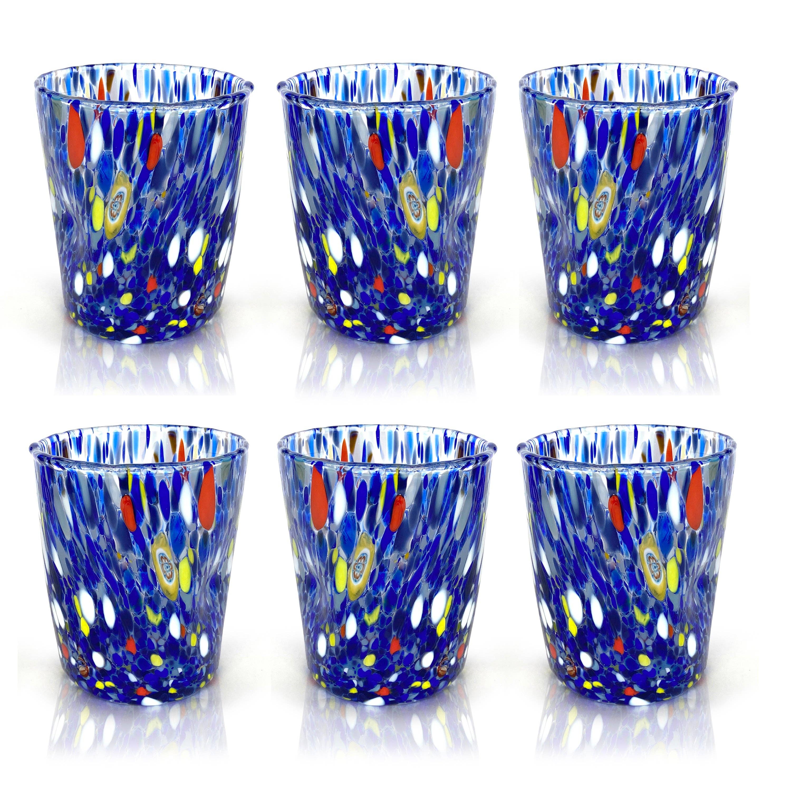 Mazzega Art & Design - Vente Verre/tasse - Verres Gobelets Colombina 350 ml en verre soufflé à la main avec murrine Murano - Les couleurs de Murano2