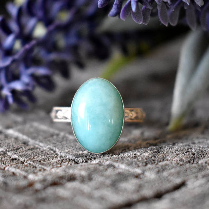 A Wild Violet – Anel de cocktail/declaração por atacado – Anel Boho Amazonite3