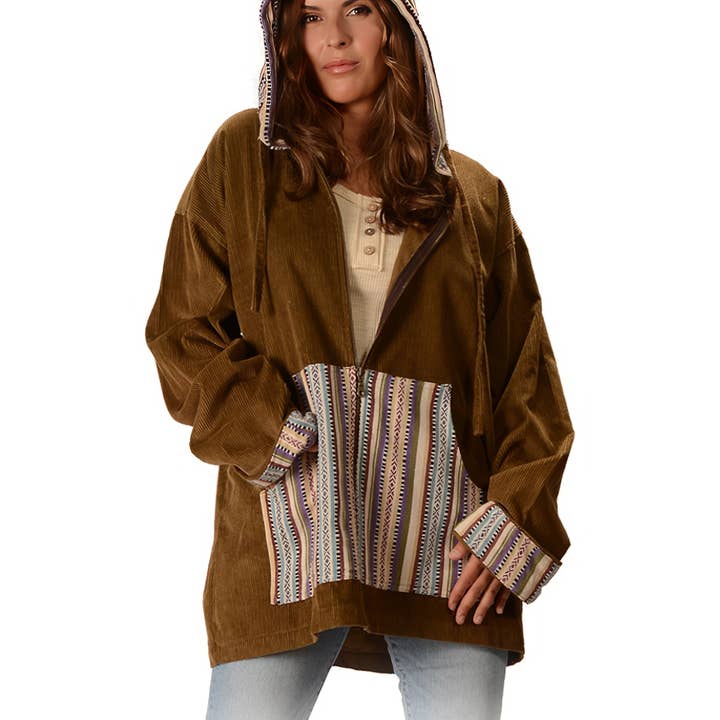 Gypsy Rose – wholesale Hoodie – Unisex – Corduroy and Gheri Zip Down Hoodie