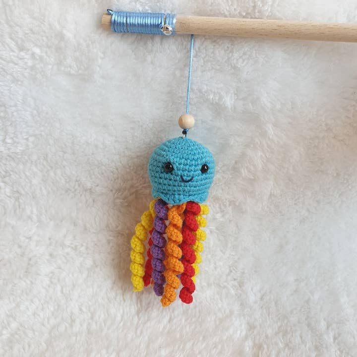 DIYSTORE – Großhandel Haustierspielzeug – Katze – Oktopus-Angelrute, niedlicher Katzenteaser, Katzenangel, Quallen-Katzenspielzeug, Angelrute für Katzen, Katzenangeln, Katzenminze-Katzenspielzeug, Holzstab für Katzen1