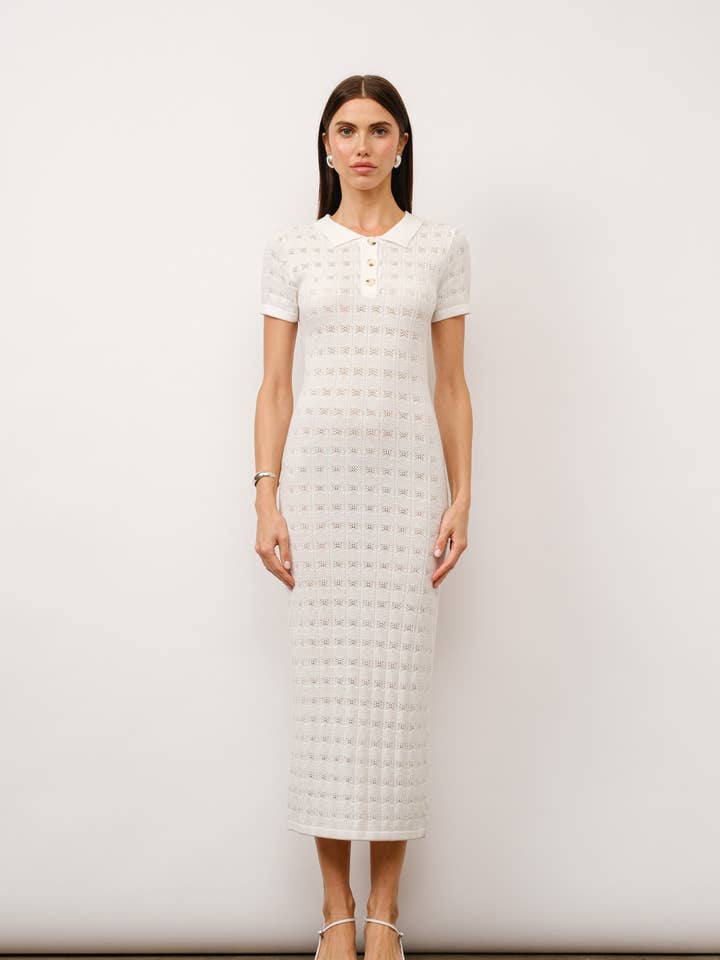 Elodie Knit Midi Dress - White for wholesale on Faire2