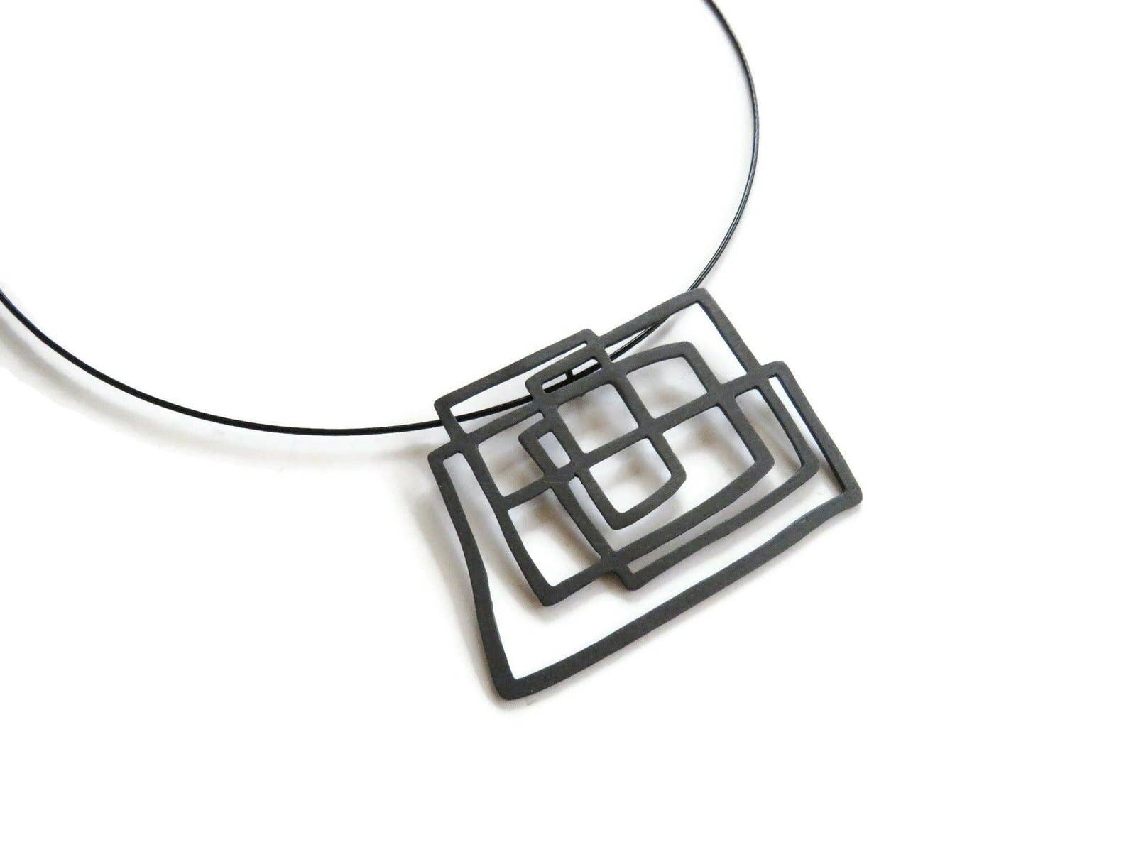 Kimya Joyas - Wholesale Pendant/Charm Necklace - Large Abstract Black Silver Pendant4