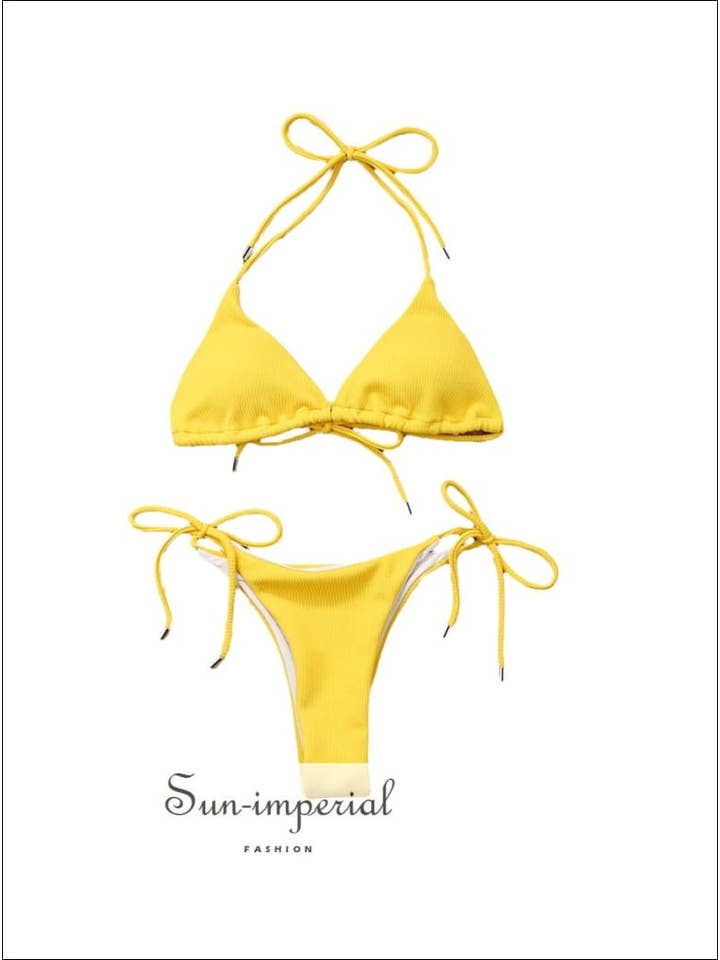 Sun Imperial - Wholesale Two-piece swimsuit – Women’s - Sun-Imperial Mint Green Ribbed Tie Side High Cut Halter5