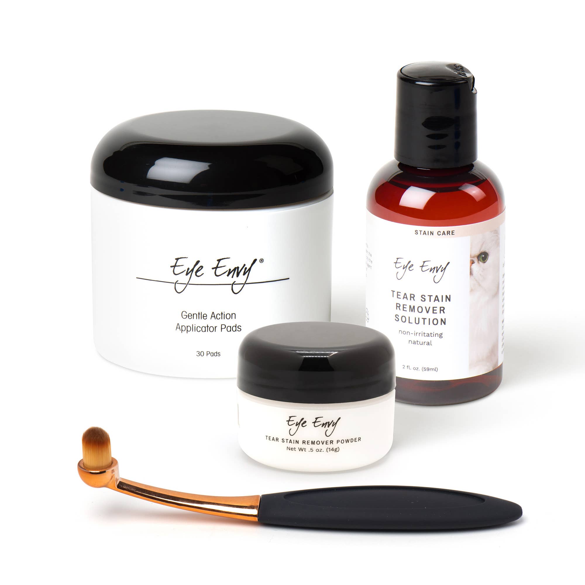 Eye Envy - Vendita all'ingrosso Strumento per la toelettatura - Non gatti o cani - Kit iniziale Eye Envy per rimozione macchie da lacrime con spazzola Sm ProPowder1