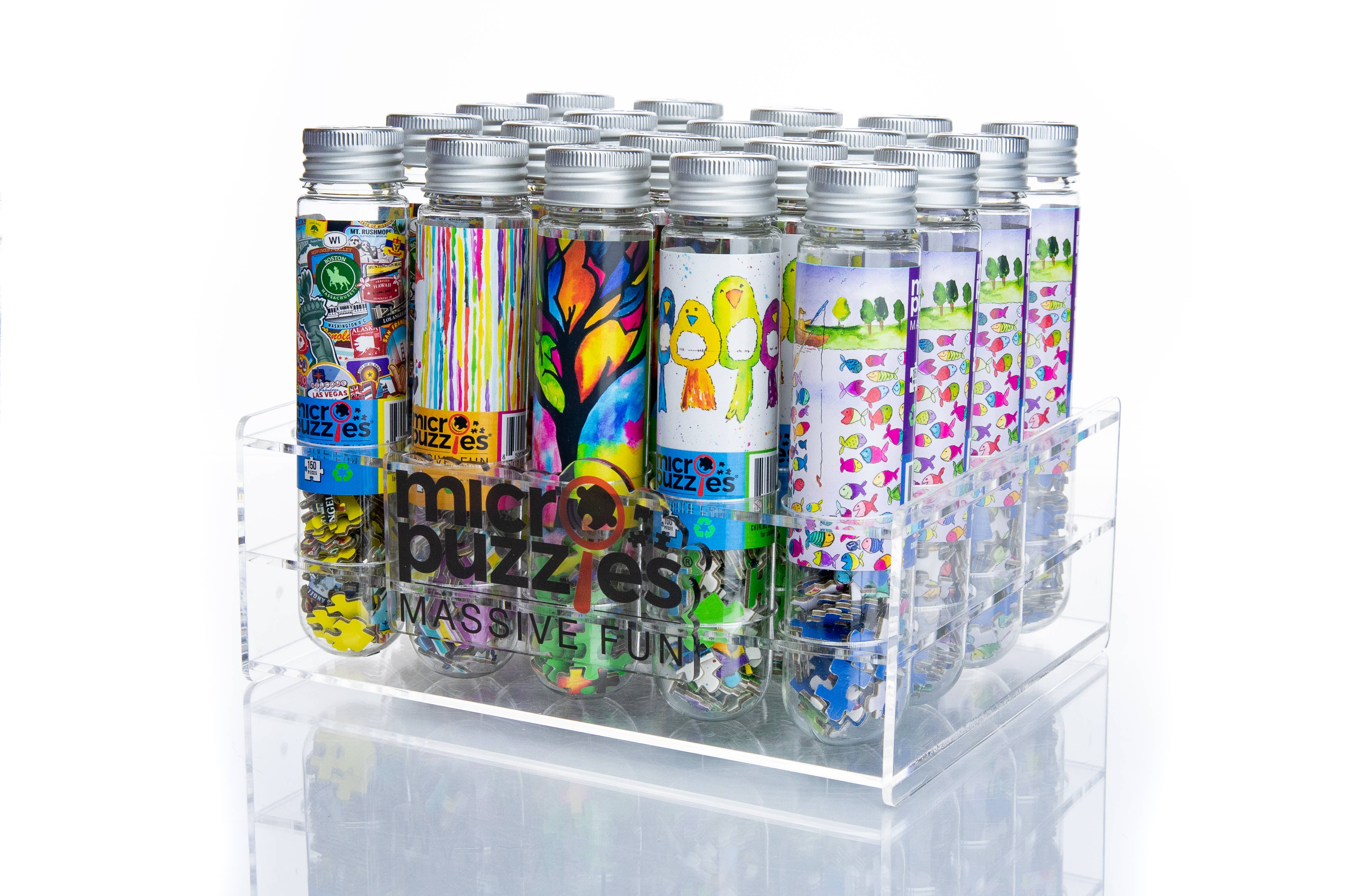 Micro Puzzles - Vendita all'ingrosso Espositore per rivenditori - Espositore in acrilico MicroPuzzles, può contenere 202