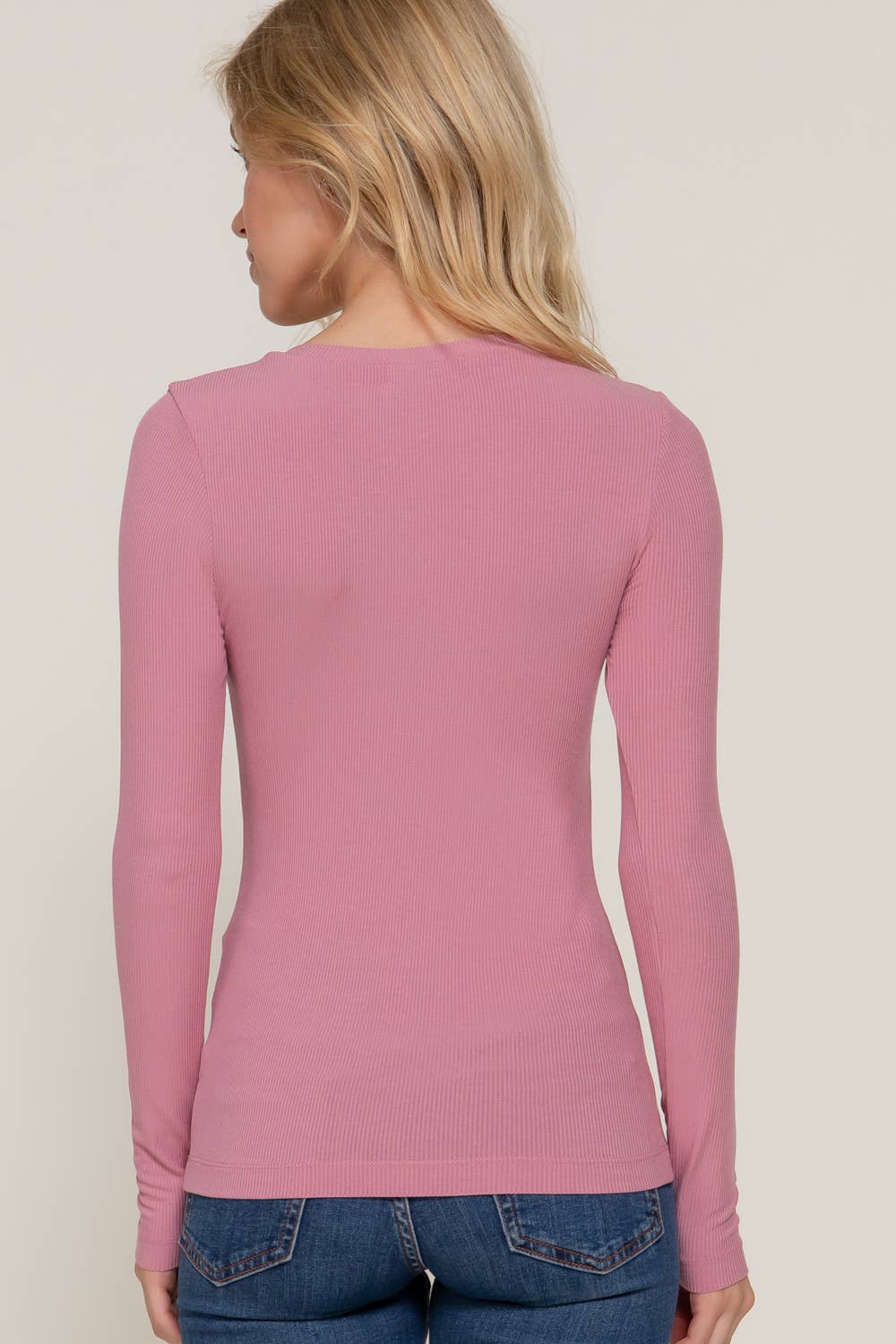 Active Basic | Active USA - Wholesale Knit Top - Women's - Long Sleeve V-neck Rayon Rib Knit Top  6