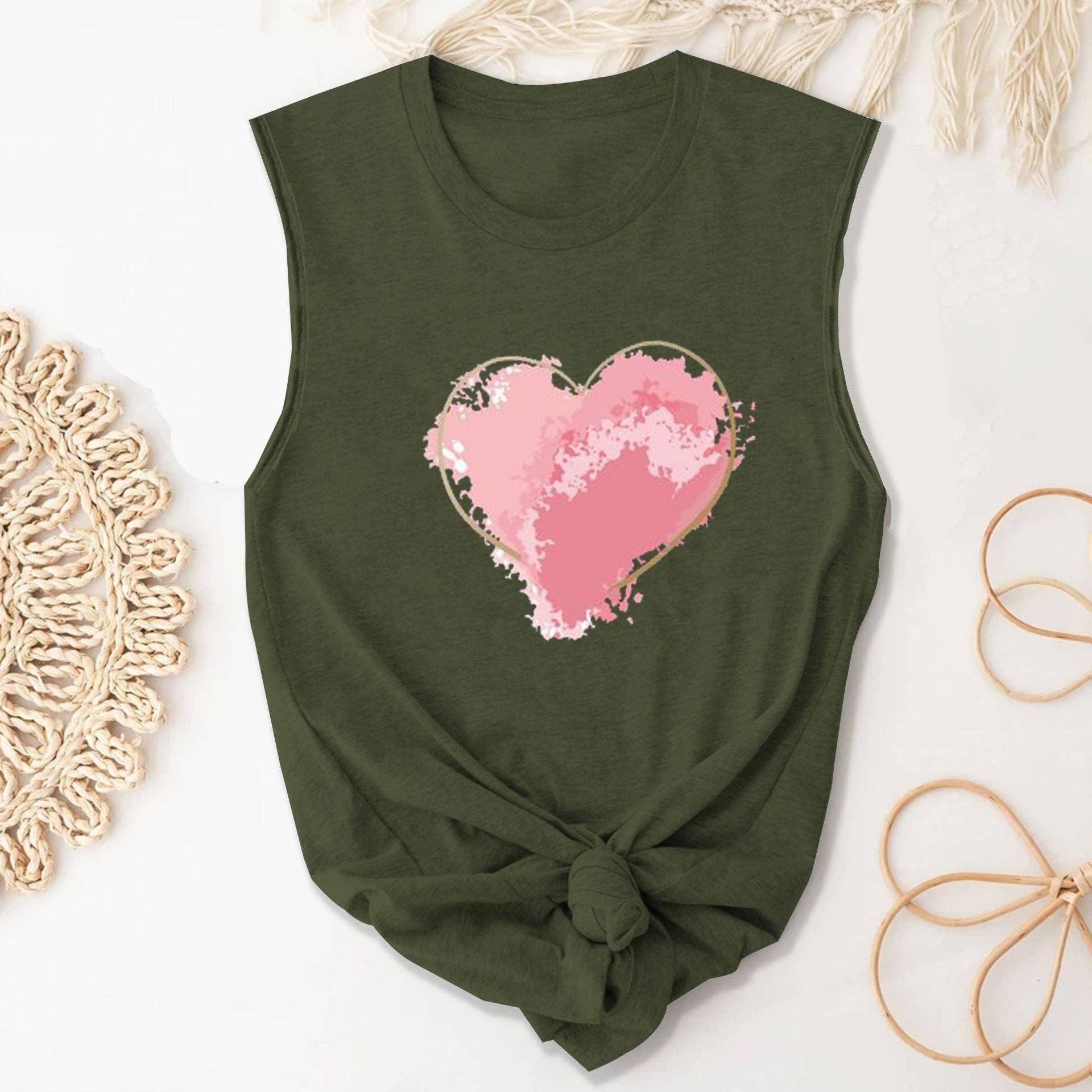 TISANCRE – wholesale Tank top – Women′s – New shirt summer love round neck sleeveless vest9