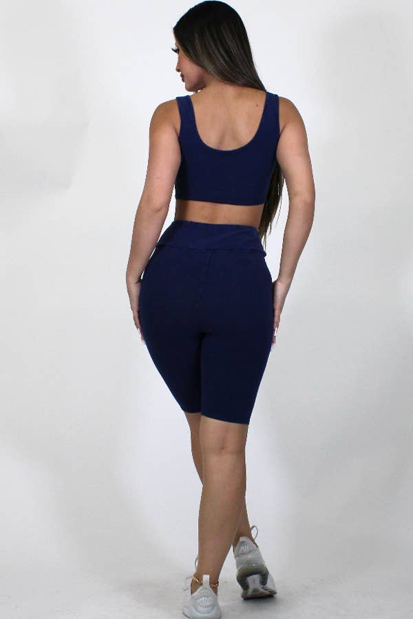 Junie – Großhandel Loungewear-Set – Damen – Mineralgewaschenes Tanktop und Biker Short Set3